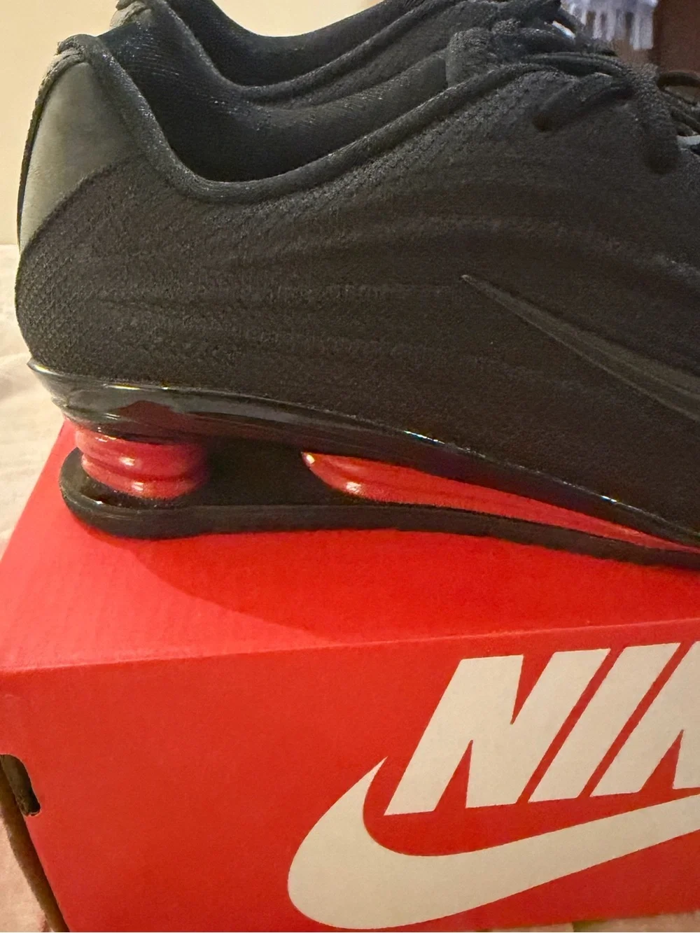 Nike Shox Z Black Sneakers with Red  Accent